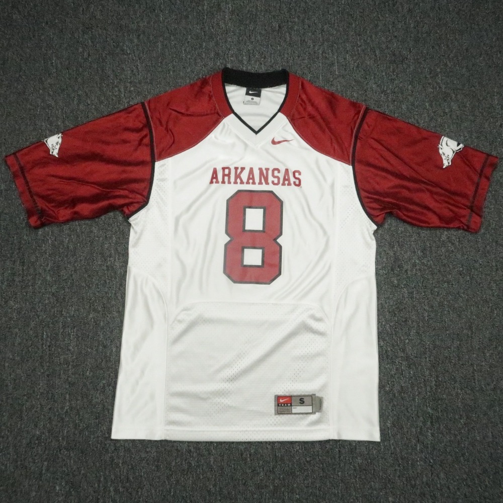 Arkansas Razorbacks Jersey Mens Small White Red Nike Team Football Pullover #8
